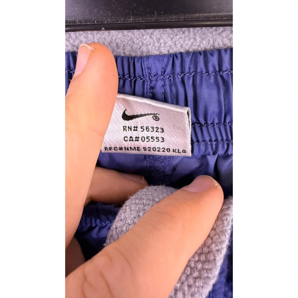 VTG Nike Windbreaker Track Pants Boys L Blue Swish Logo Ankle Zip